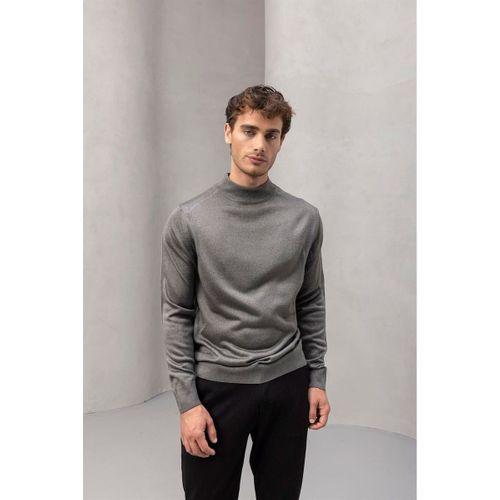Fincher Yarım Balıkçı Regular Fit Boğazlı Erkek Kazak - Füme