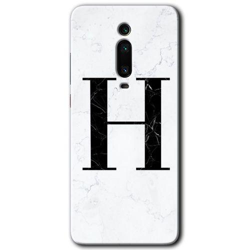 MRCİLETİSİM Xiaomi Mi 9T Kılıf Kapak - Beyaz Mermer Desenli H Harfi +Hayalet Ekran Yandan Gözükmez