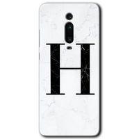 MRCİLETİSİM Xiaomi Mi 9T Kılıf Kapak - Beyaz Mermer Desenli H Harfi +Hayalet Ekran Yandan Gözükmez