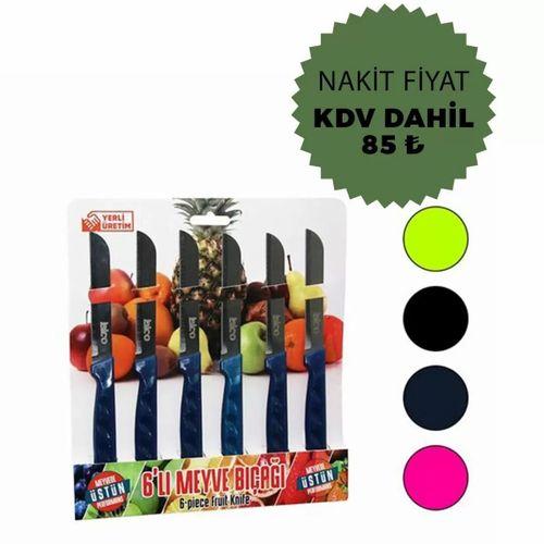 My01 Dişli Meyve Bıçak Takımı (6 Parça, Renkli)