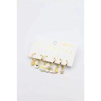 Renkli Taşlı Set Küpe - Altın