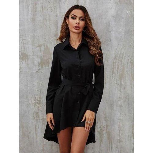 Kadın Uzun Kollu ön Kısım Kısım Arka Kısım Uzun Trikoton Gömlek Elbise