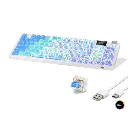 Kablosuz Mekanik Gaming Klavye Rgb Blue Switch 95 Tuş - Mavi Beyaz MF1705M