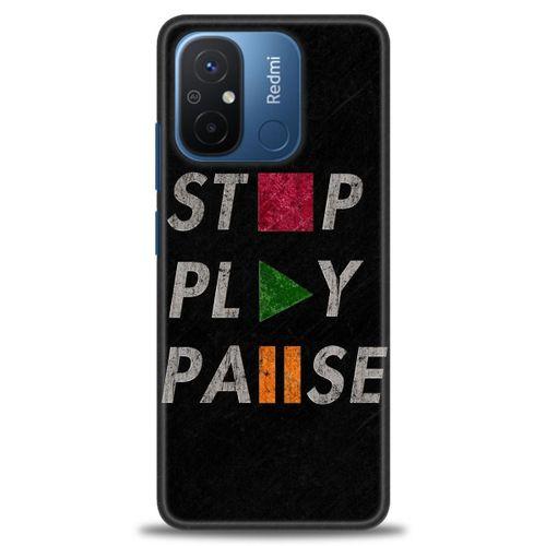 Xiaomi Redmi 12C Kılıf HD Baskılı Kılıf - Stop Play + Tam Ekran Koruyucu