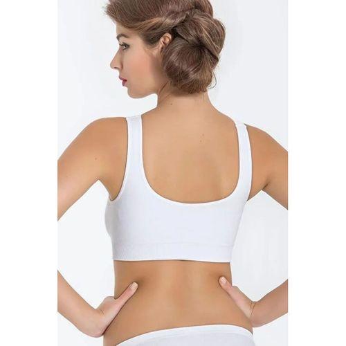 Kadın Beyaz Kalın Askılı Çıkarılabilir Pedli Örme Seamless Dikişsiz Basic Büstiyer