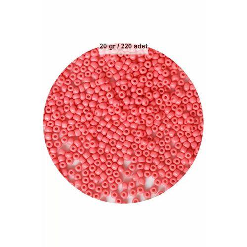 Pembe Renk 4 mm Yaklaşık 220 adet/20 gram Cam Boncuk Oya Yazma Bileklik ve Kolye