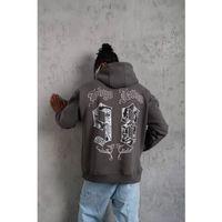 Erkek 98 Baskılı Kapşonlu Sweat - Gri