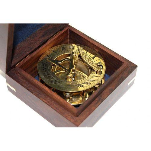 Ahşap Kutulu Pirinç Güneş Saati Ve Pusula