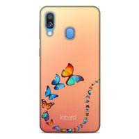Samsung Galaxy A40 Kılıf Kelebek Etkisi (47) Crystal Flex Kılıf Fuşya Sarı
