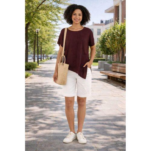 ALEXANDERGARDI ASİMETRİK YANDAN YIRTMAÇLI SALAŞ BLUZ (B24-0080)