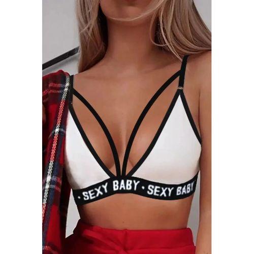 Kadın Beyaz Yazı Detaylı Ipli Sütyen Takımı