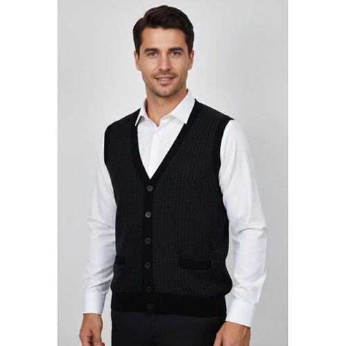 Erkek Düğmeli Yelek Cepli Çelik Örgü Klasik Kalıp 5212L BGL-ST04845