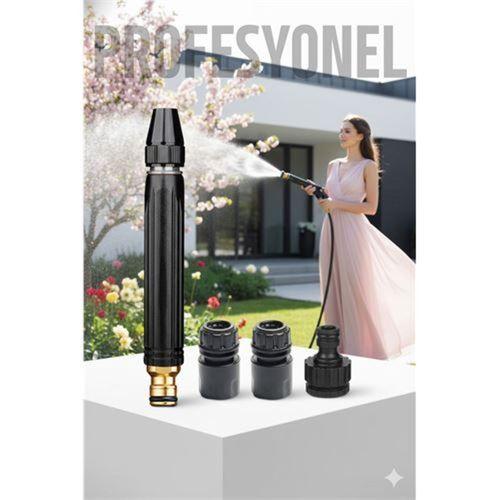 Tazyik Arttıran Bahçe Yıkama Sulama Hortum Başlığı Seti 3 Musluk Adaptörlü Güçlü Jet