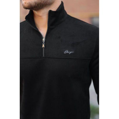 Erkek Süet Yarım Fermuar Dik Yaka Sweat