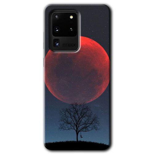 Samsung Galaxy S20 Ultra HD Baskılı Kılıf + 9D Tam Ekran Koruyucu - Kanlı Ay