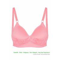 Alışveriş Meydanı Kadın Somon Dantelli Toparlayıcı Küçültücü Balensiz Boş Kap Sütyen