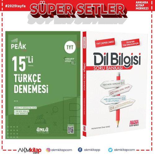 Ünlü Yayıncılık TYT Türkçe Best Peak 15 li Denemesi ve AKM Dil Bilgisi Soru Bankası Seti 2 Kitap