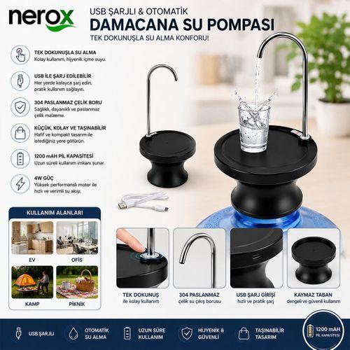 USB Şarjlı Otomatik Damacana Su Pompası 360° Başlıklı Standlı