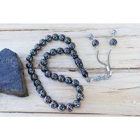 Oltu Taşı Küre Fiyonk Mavi İşlemeli Tespih