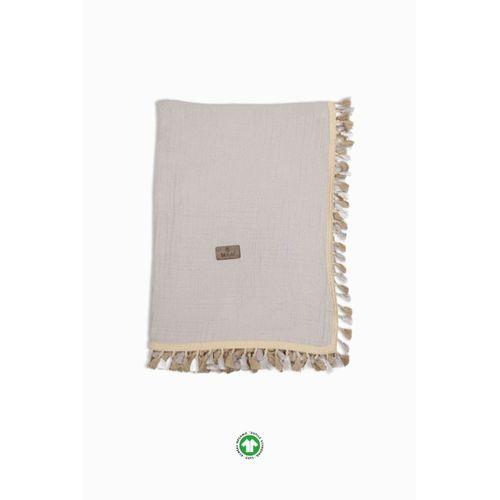 Bistyle Bistyle Organik Müslin 80x90 Fistolu Battaniye 70112 Taş