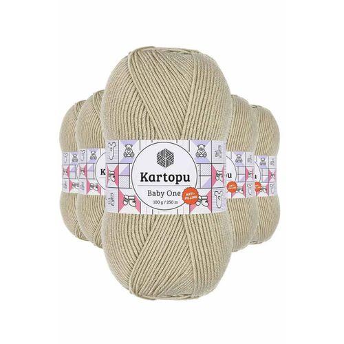 5 Adet Baby One Tüylenmeyen El Örgü İpi Yünü Bej K861