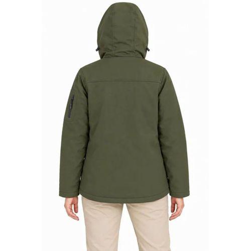 Su Geçirmez Softshell İçi Polar Astarlı Çıkarılabilir Kapüşonlu 4 Cepli Mont Ceket - Haki