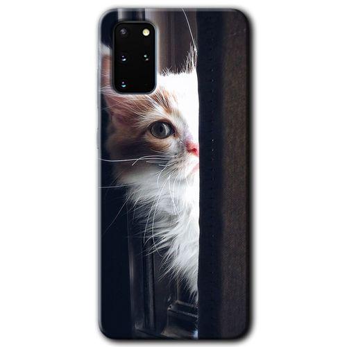MRCİLETİSİM MRCİLETİSİM Samsung Galaxy S20 Plus Kılıf HD Desen Baskılı Arka Kapak + Temperli Cam - Kedi Bakışı