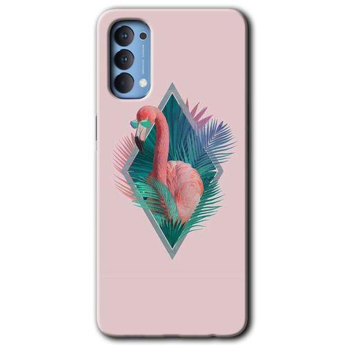 OPPO Oppo Reno 4 Kılıf HD Desen Baskılı Arka Kapak - Flamingo