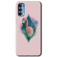 OPPO Oppo Reno 4 Kılıf HD Desen Baskılı Arka Kapak - Flamingo