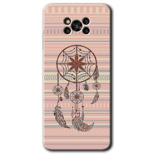 MRCİLETİSİM Poco x3 NFC Kılıf Kapak - Mandala Retro +Hayalet Ekran Yandan Gözükmez