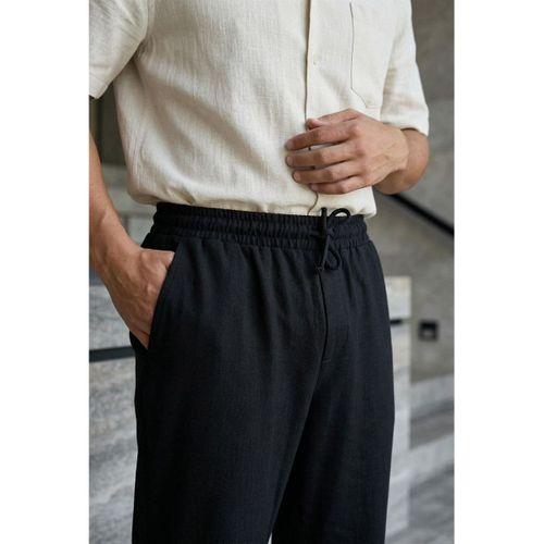 Prawer Baggy Kalıp Odessa Kumaş Jogger Erkek Pantolon- Siyah