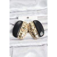 Siyah Renk Pirinç Vintage Kadın Küpe