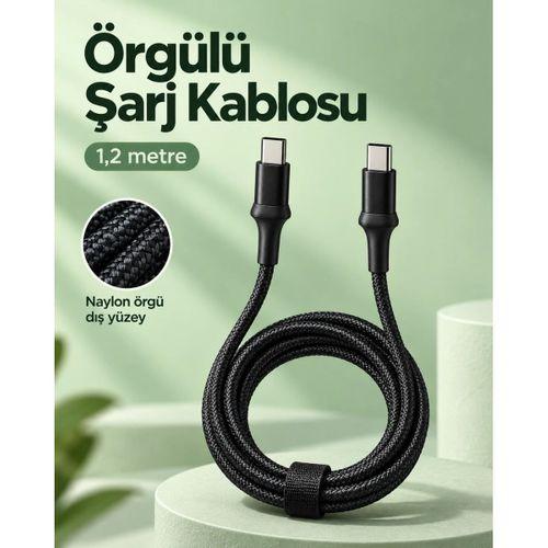 Type C To Type C Led Işıklı Şarj Kablosu 1,2 Metre