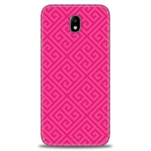 Samsung Galaxy J7 Pro / J730 Kılıf HD Baskılı Kılıf - Pembe Mozaik + Tam Ekran Koruyucu