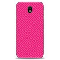 Samsung Galaxy J7 Pro / J730 Kılıf HD Baskılı Kılıf - Pembe Mozaik + Tam Ekran Koruyucu