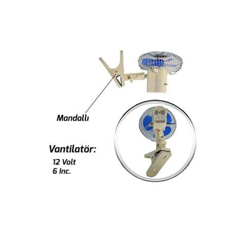 Oto Vantilatör Çap 18 Cm Mandallı Döner Başlıklı 12v Araç Içi Fan