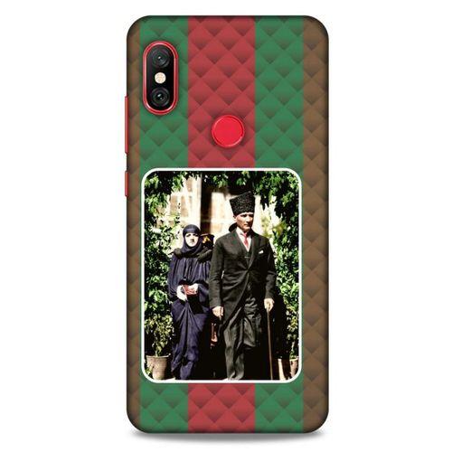 Xiaomi Redmi Note 6 Pro Kılıf Atatürk (22) Tam Koruma Kılıfı Yeşil Kırmızı