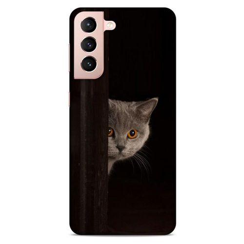 Lopard Samsung Galaxy S21 Uyumlu Kılıf Kediler (49) Ultra Silikon Kılıf Turuncu Gözler
