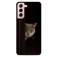 Lopard Samsung Galaxy S21 Uyumlu Kılıf Kediler (49) Ultra Silikon Kılıf Turuncu Gözler