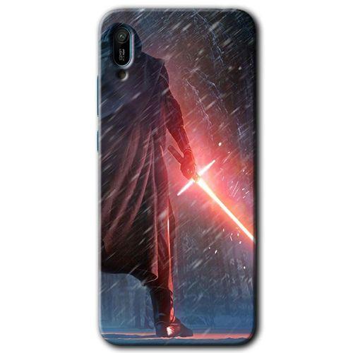 MRCİLETİSİM Huawei Y6 2019 Kılıf Baskılı Kapak - Kylo Ren + 5D Tam Kaplayan Cam
