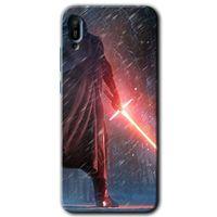 MRCİLETİSİM Huawei Y6 2019 Kılıf Baskılı Kapak - Kylo Ren + 5D Tam Kaplayan Cam