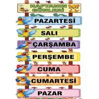 Dekota Üstüne Uv Baskı 33X43cm 2mm Sınıf İçi Pano Haftanın Günleri