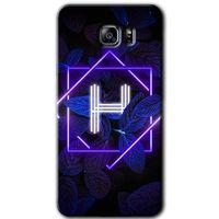 Potkal Hediye Fabrikası Samsung Galaxy Note 5 HD Baskılı Kılıf + 9D Tam Ekran Koruyucu - Dark Neon Yaprak H Harfi