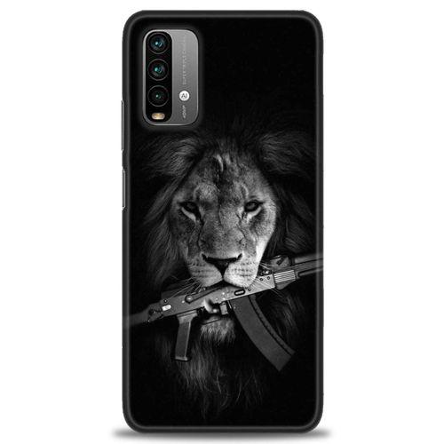 Xiaomi Redmi 9T Kılıf HD Baskılı Kılıf - Tüfek ve Aslan + Tam Ekran Koruyucu