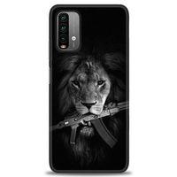 Xiaomi Redmi 9T Kılıf HD Baskılı Kılıf - Tüfek ve Aslan + Tam Ekran Koruyucu