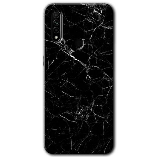 Oppo A31 Kılıf Baskılı Arka Kapak - Siyah Mermer +Tam Ekran Koruyucu