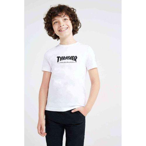 Thrasher Magazine Baskılı Unisex Çocuk Beyaz Tshirt