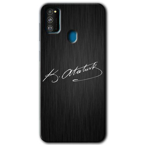 Samsung Galaxy M30s HD Baskılı Kılıf + 9D Tam Ekran Koruyucu - İmza Atatürk