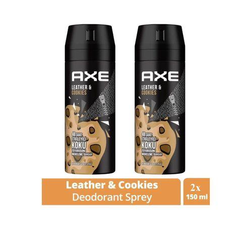 2 Adet Axe Erkek Sprey Deodorant Leather  Cookies 48 Saat Etkileyeci Koku 150 ml
