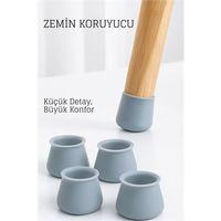 Silikonlu Sandalye Ayak Koruyucu – Sessiz ve Çiziksiz Kullanım, 4’lü Set GRİ